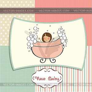 Romantic baby girl shower card - vector clipart