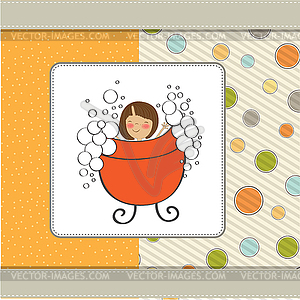 Romantic baby girl shower card - vector image