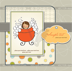 Romantic baby girl shower card - vector clipart