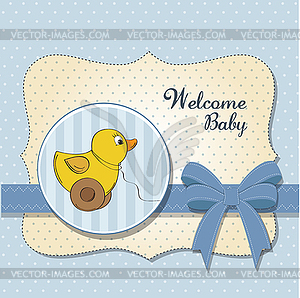 Welcome Card с игрушкой утка - изображение в векторном формате