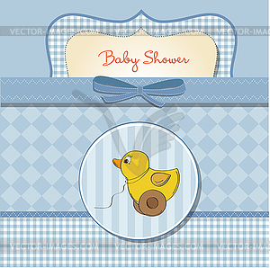 Welcome card with duck toy - vector EPS clipart