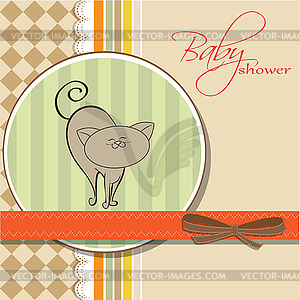 New baby shower card with cat - vector image