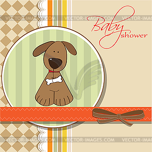 Romantic baby shower card with dog - vector clipart