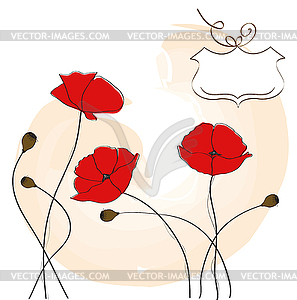 Poppies floral background - vector EPS clipart