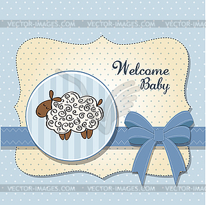 Cute baby shower card with sheep - vector clip art