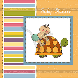 Funny baby boy announcement card - vector clip art