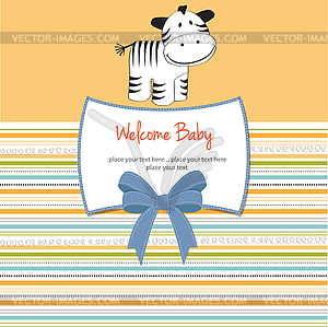 Cute baby shower card with zebra - royalty-free vector image