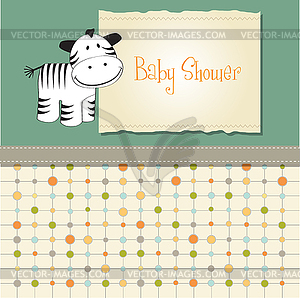 Cute baby shower card with zebra - vector clip art