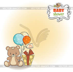 Baby shower card with cute teddy bear - vector clip art