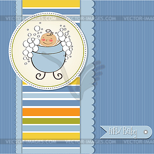 Baby boy shower card - vector clipart