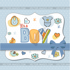 Baby boy shower card - vector clipart