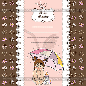 Baby girl shower card - vector clipart