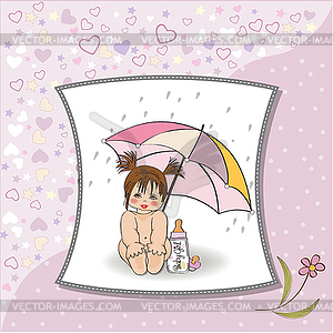 Baby girl shower card - vector clipart