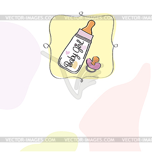 New baby girl announcement card with milk bottle an - vector clipart