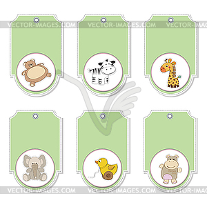 Cartoon animals labels set - vector clipart / vector image