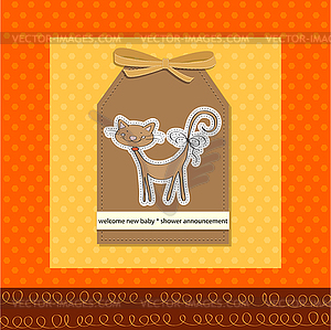 New baby shower card with cat - vector image