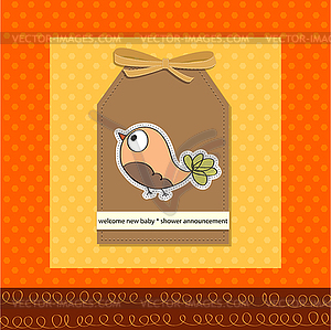 Welcome baby card with funny little bird - royalty-free vector image