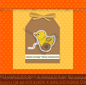 Welcome card with duck toy - vector clipart