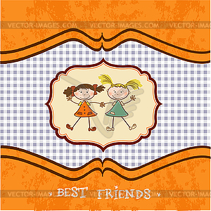 Two little girls best friends - vector image