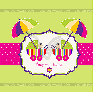 Twins shower announcement - vector clip art