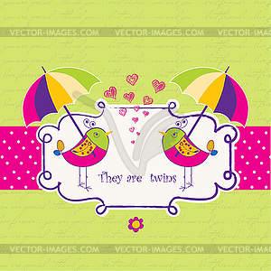 Twins shower announcement - vector clipart