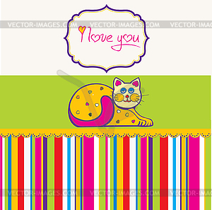 New baby shower card with cat - vector image