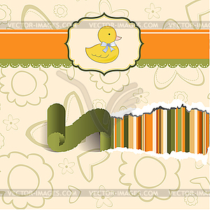 Baby shower card with little duck - vector EPS clipart