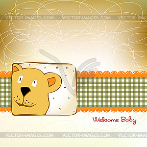 Baby shower card with teddy bear toy - vector image
