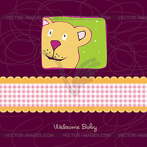 Baby shower card with teddy bear toy - vector image