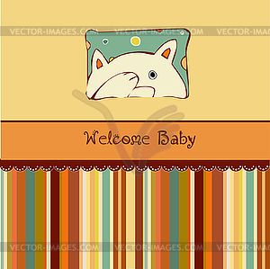 Birth card announcement with cat - vector clip art