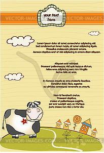 Customizable fun background with cow - vector clip art