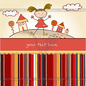 Happy little girl - vector EPS clipart