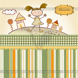 Happy little girl - vector clipart