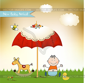 New baby invitation with umbrella - vector image