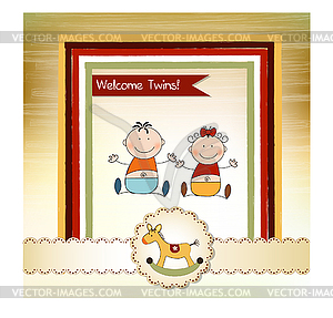 Twins announcement card - vector clipart / vector image