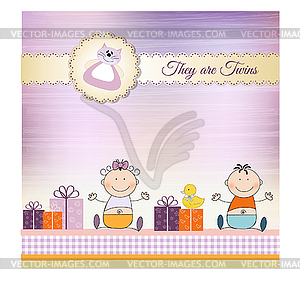 Twins announcement card - vector clip art