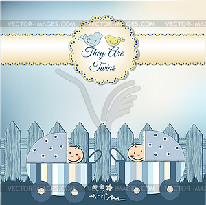 Twins baby shower invitation - vector EPS clipart