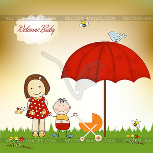 New baby boy arrived - vector clipart