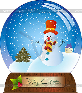 Christmas sphere with snowman - stock vector clipart