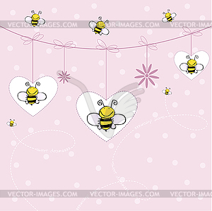 Background with bees - vector clipart