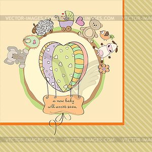 Cute baby card with animals - vector image