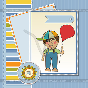 Birthday greeting card with little boy - vector EPS clipart