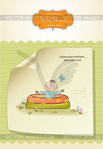 Baby ba in small pool . shower announcement card - royalty-free vector clipart