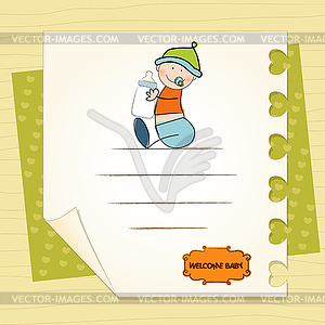 New baby announcement card with kid - vector image