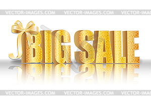 3D big sale, made of pure, beautiful luxury gold - vector image