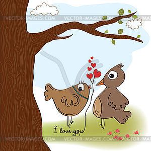 Love birds - vector image