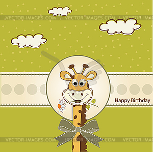 Birthday greeting card with giraffe - vector clip art