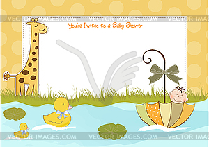 Baby boy shower announcement - vector image