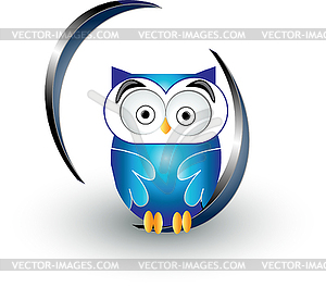 Cute blue owl - vector clipart