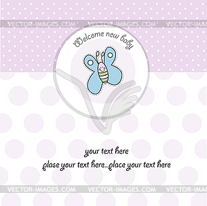 Cute baby shower card with butterfly - vector clip art